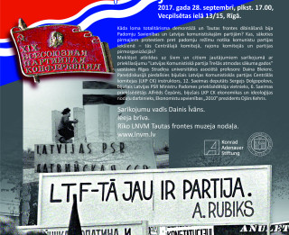 28. septembrī LNVM Tautas frontes muzeja nodaļā sarīkojums  “Kas partijai vēderā?”