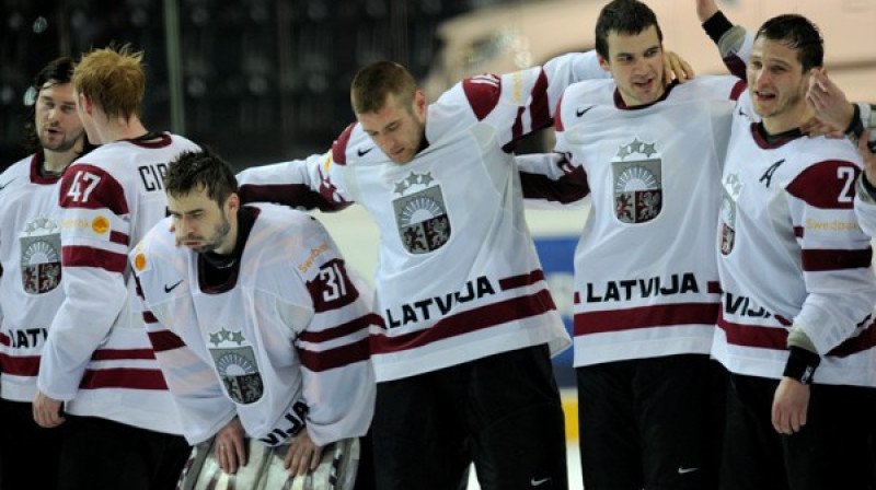 Latvijas hokeja izlase arī šodien gatava atdot visus spēkus, lai gūtu uzvaru pret Krieviju
Foto: Romāns Kokšarovs, Sporta Avīze, f64