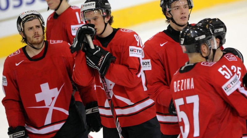 Sašutušie Šveices hokejisti zaudējuši Latvijai
Foto: AFP