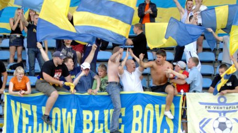 "Ventspils" faniem vakardien atšķirībā no baltkrieviem bija, par ko priecāties
Foto: Romāns Kokšarovs, Sporta Avīze, f64