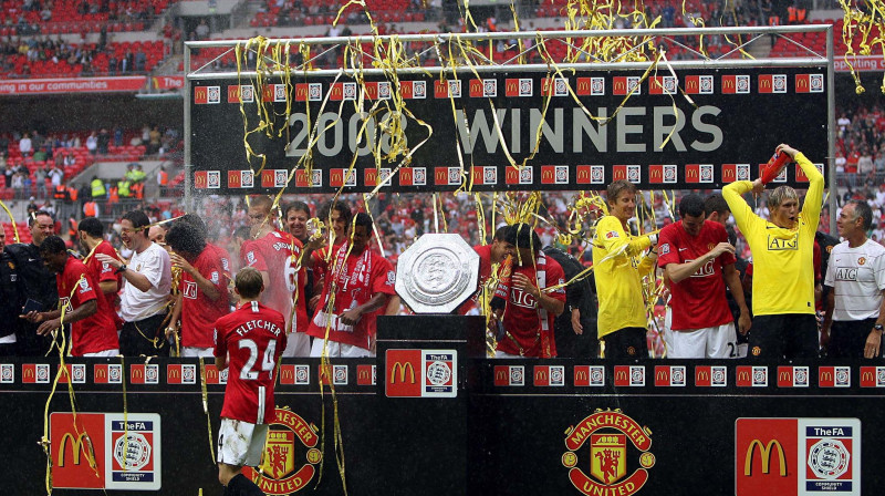 2008. gada uzvarētāji ''Manchester Untied''
Foto: AFP