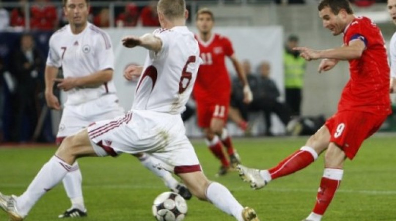 Deniss Ivanovs spēlē pret Šveici
Foto: AFP