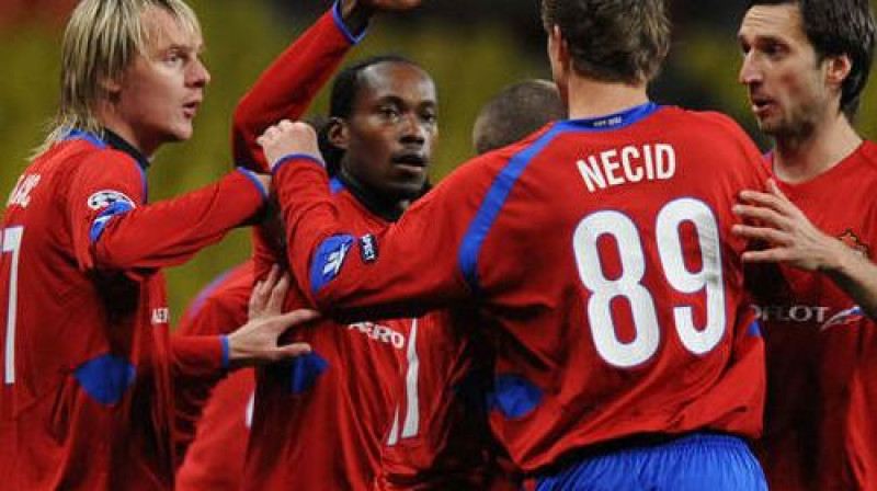 "CSKA" pēc pirmo vārtu guvuma
Foto: AFP