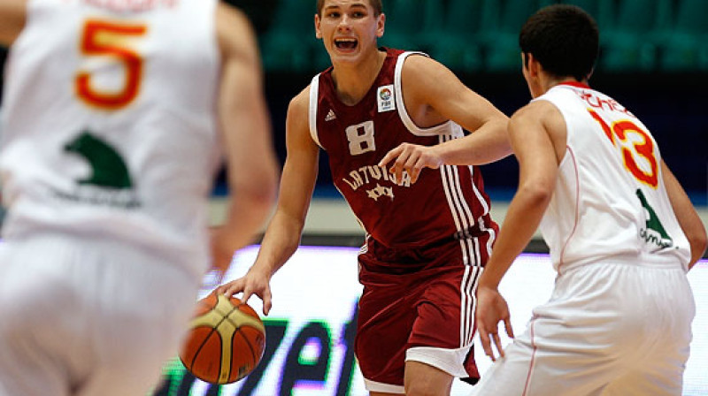 Latvijas U18 izlases saspēles vadītājs Oskars Reinfelds.
Foto: fibaeurope.com