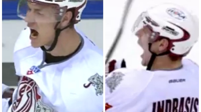 Miks Indrašis pēc pirmā un pēc pēdējā gola
Foto: no KHL video.