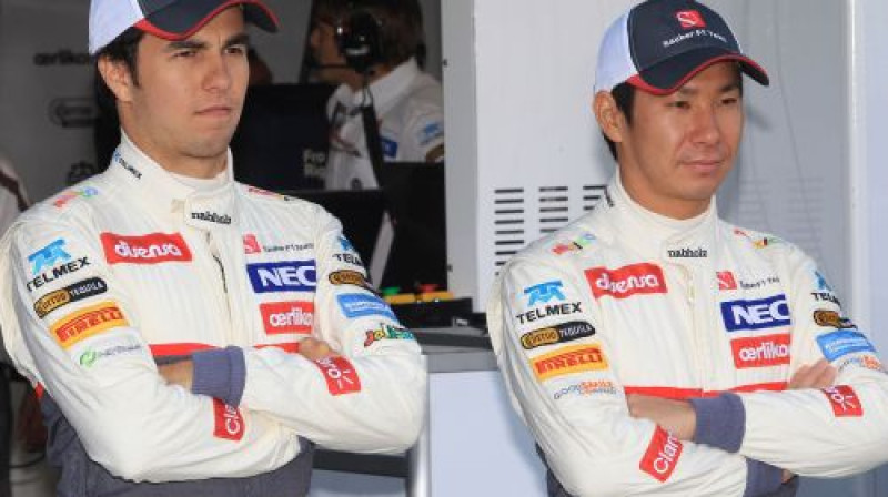 Serhio Perezs un Kamui Kobajaši 2012. gadā bija komandas biedri
Foto: Digitale/Scanpix