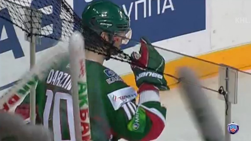 Lauris Dārziņš pēc "Ak Bars" vārtu guvuma
Foto: no KHL video