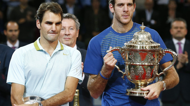 Rodžera Federera mājās arī šonedēļ saimniekoja Huans Martins Del Potro
Foto: Reuters/Scanpix