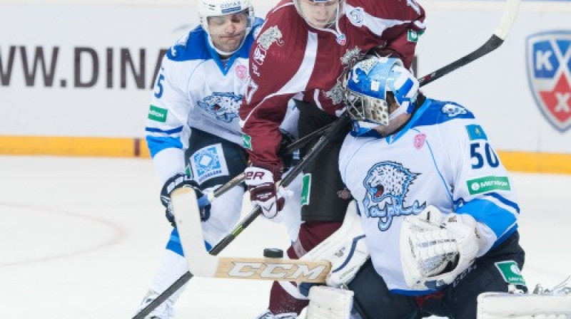 Kaspars Saulietis pie Astanas "Barys" vārtiem
Foto: Vladislavs Proškins/F64