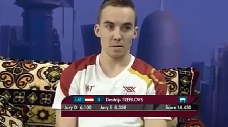 Dmitrijs Trefilovs sagaida rezultātu Dohā 
Foto: fig-gymnastics.com