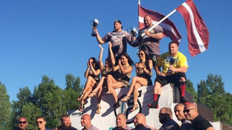 Olaines posma laureāti: Oskars Martužans, Dainis Zāģeris, Kšištofs Radzikovskis 
Foto: Strongman Champions League