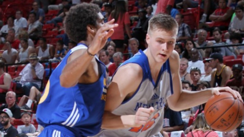 Kristaps Porziņģis pret Goldensteitas "Warriors" 
Foto: nba.com