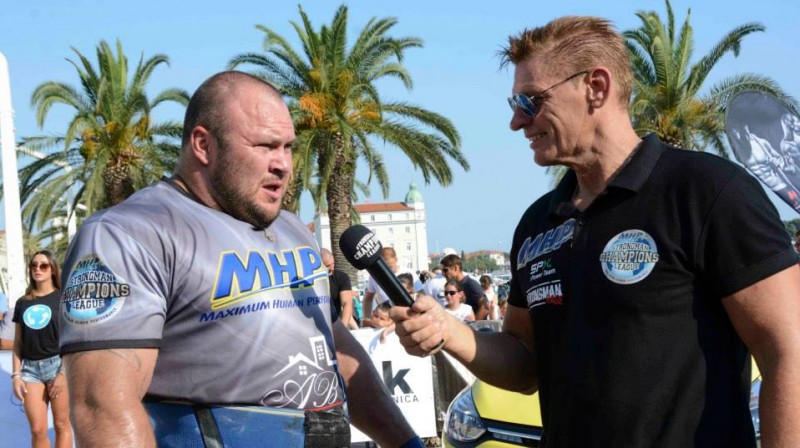 Dainis Zāģeris tiek intervēts Horvātijā 
Foto: Strongman Rage