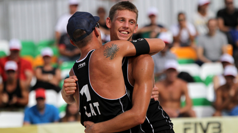 Mārtiņš Pļaviņš un Haralds Regža
Foto: FIVB