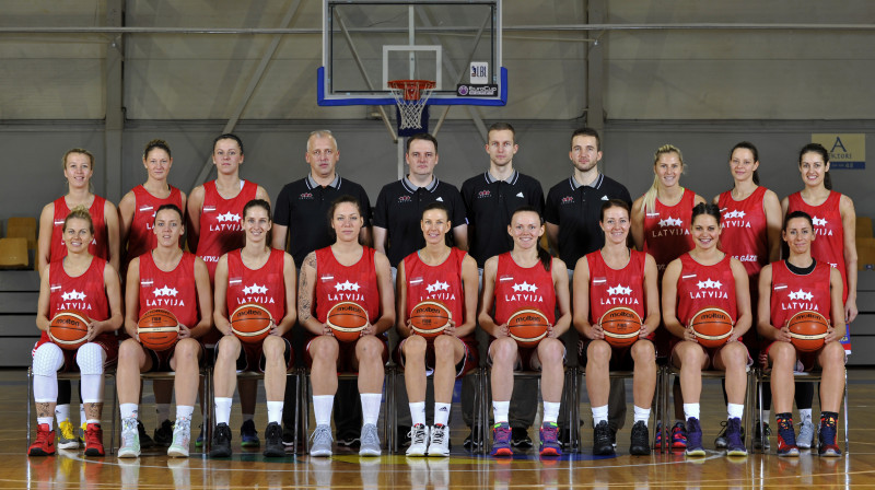 Latvijas sieviešu valstsvienība.
Foto: basket.lv