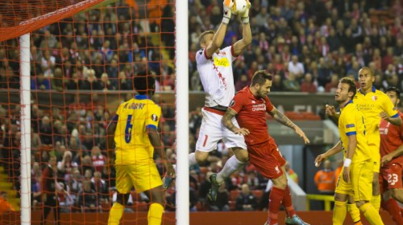 Andris Vaņins pret "Liverpool"
Foto: AP/Scanpix