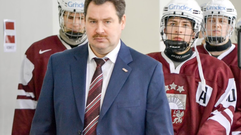 Latvijas U18 hokeja izlases galvenais treneris Ēriks Miļuns 
Foto: Jekaterina Urošļeva