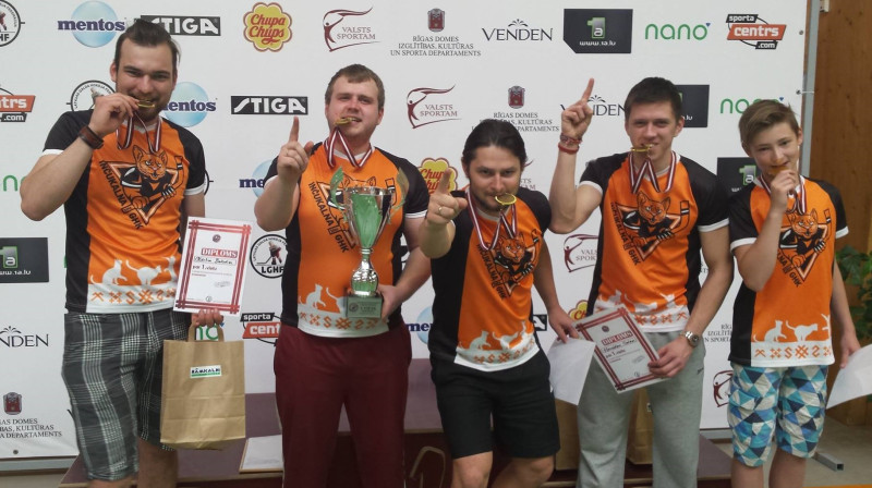 Inčukalna GHK - 2016. gada Latvijas čempioni.
No kreisās - Kārlis Balodis, Jānis Kalnevics, Sandis Kalniņš, Haralds Gals, Rainers Kalniņš