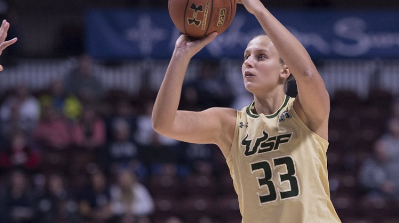 Kitija Laksa: viena no divām eiropietēm, kuras WBCA vērtējumā iekļautas NCAA labāko spēlētāju vidū
Foto: USF