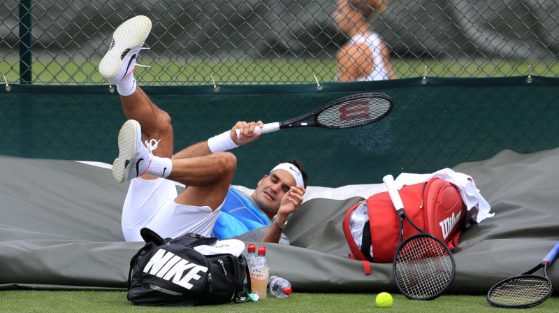 Rodžera Federera piedzīvojumi treniņā
Foto: PA Wire/Scanpix