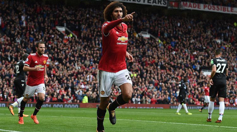 Maruāns Fellaini šodien guva divus vārtus
Foto: Paul Ellis/AFP/Scanpix