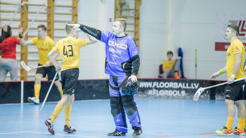 "Rubenes" vārtsargs Roberts Trepšs
Foto: Raivo Sarelainens, floorball.lv