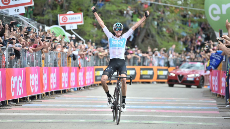 Kristofers Frūms pēc uzvaras "Giro d'Italia" 19. posmā
Foto: LaPresse/Scanpix