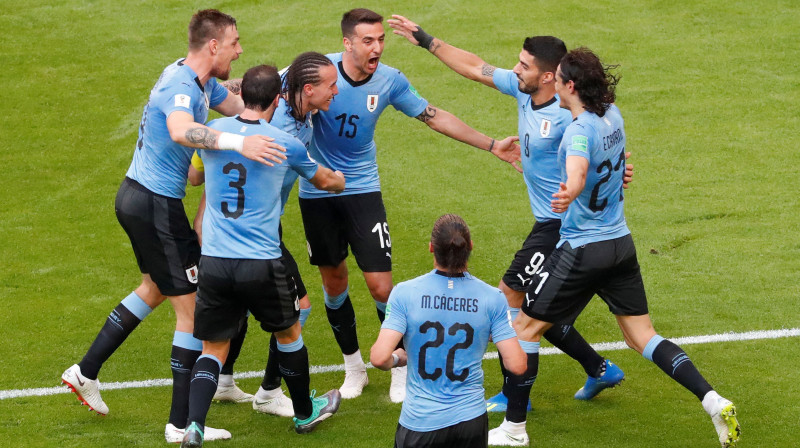 Urugvajieši turnīra rīkotājus sarūgtināja trīs reizes.
Foto: Reuter/Scanpix