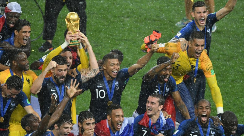 Francijas izlase svin pasaules čempionu titulu. Foto: Sputnik/Scanpix