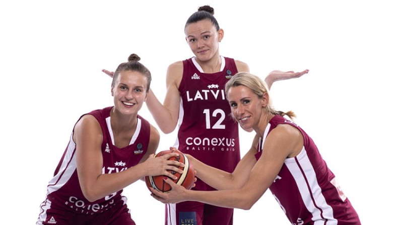Kitija Laksa, Anete Šteinberga un Gunta Baško: debija Pasaules kausā. Foto: FIBA
