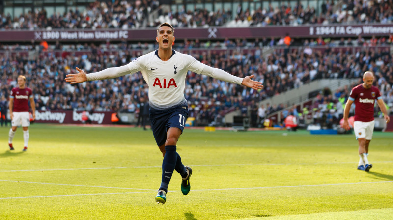 Eriks Lamela pēc vārtu gūšanas. Foto: EMPICS Sport/Scanpix