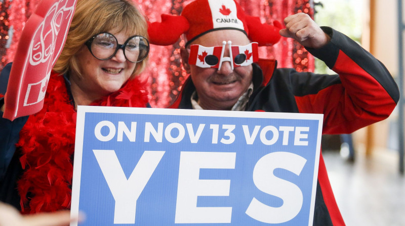 Kalgari olimpiskās kandidatūras atbalstītāji. Foto: The Canadian Press/PA Images/Scanpix