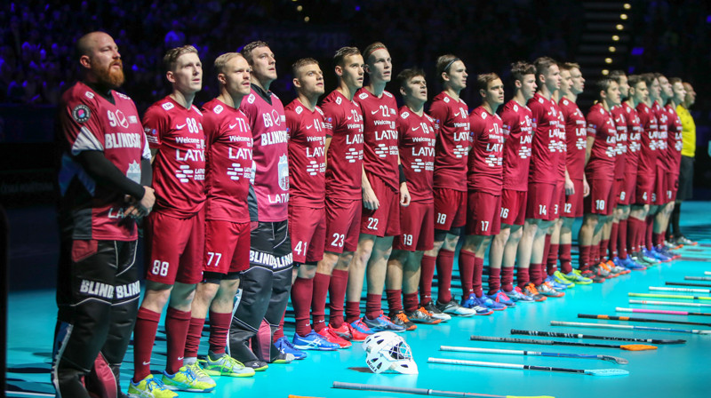 Latvijas vīriešu florbola izlase Prāgā. Foto: Ritvars Raits, floorball.lv