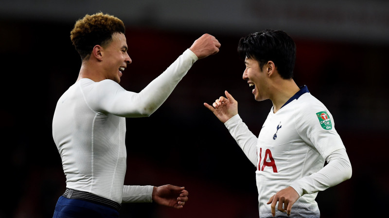 Abu vārtu autori Dele Alli un Hinmins Sons. Foto: EPA/Scanpix