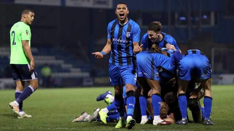 "Gillingham" pēc uzvaras vārtu guvuma. Foto: PA Wire / Scanpix