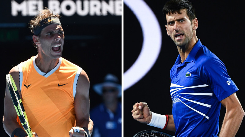 Rafaels Nadals un Novaks Džokovičs. Foto: AFP/Scanpix