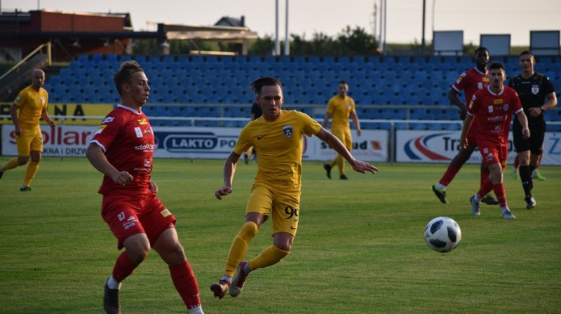 Andrejs Kiriļins (nr. 99) pārbaudes spēlē pret "Wigry Suwalki". Foto: FK "Palanga"