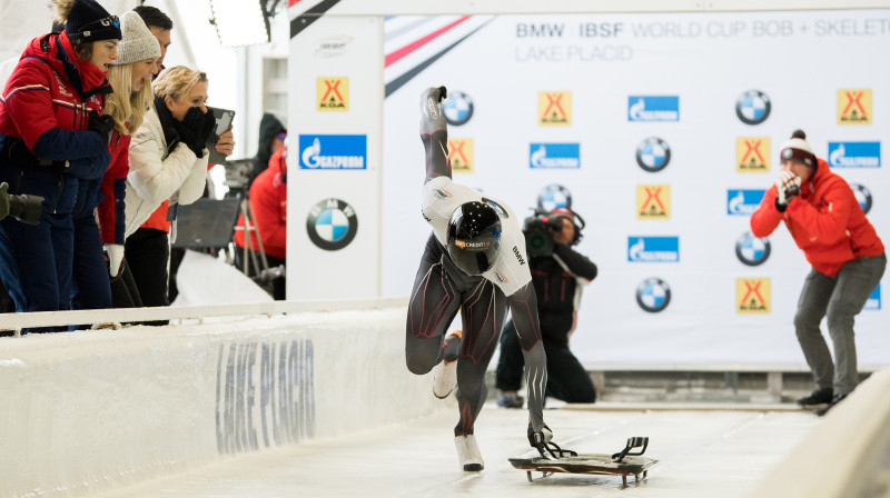 Tomass Dukurs startā. Foto: Viesturs Lācis/bobslejs.lv