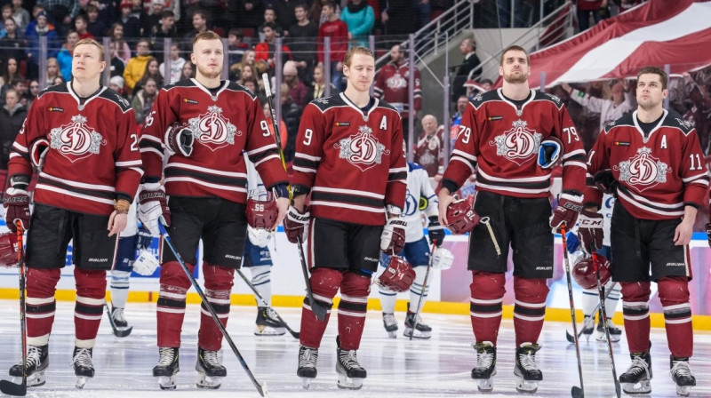 Rīgas ''Dinamo'' hokejisti. Foto: Raimonds Volonts, dinamoriga.lv