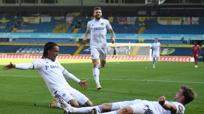 Līdsas "United" svin vārtu guvumu. Foto: EPA/Scanpix