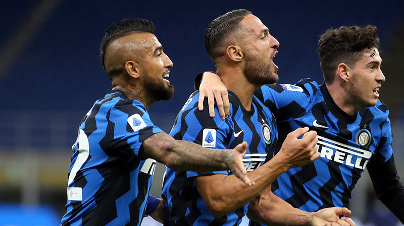 "Inter" futbolisti svin uzvaras vārtus. Foto: EPA/Scanpix