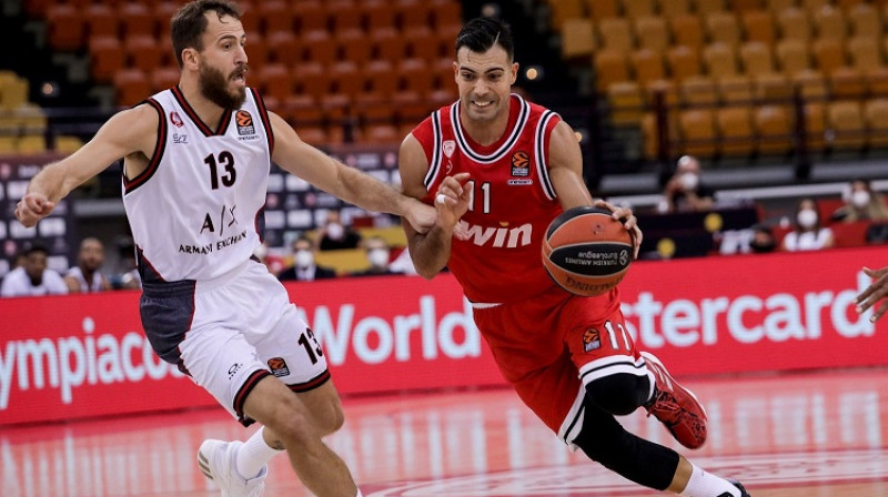 Kosta Slukass pret Serhio Rodrigesu. Foto: Euroleague