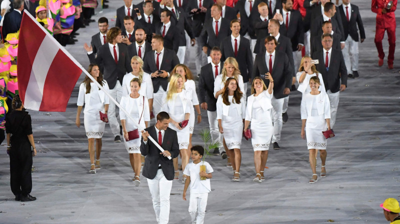 Latvijas delegācija 2016. gada Riodežaneiro vasaras olimpiskajās spēlēs. Foto: Pedro Ugarte/AFP/Scanpix