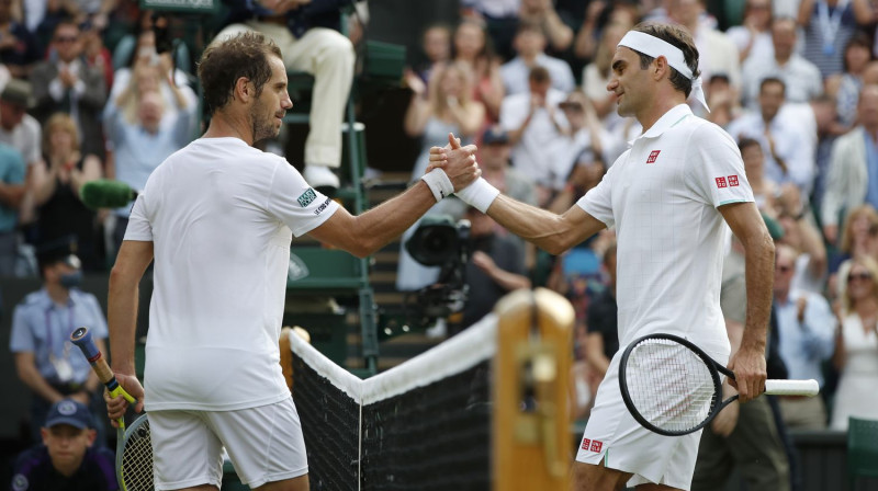 Rišārs Gaskē un Rodžers Federers. Foto: Reuters/Scanpix