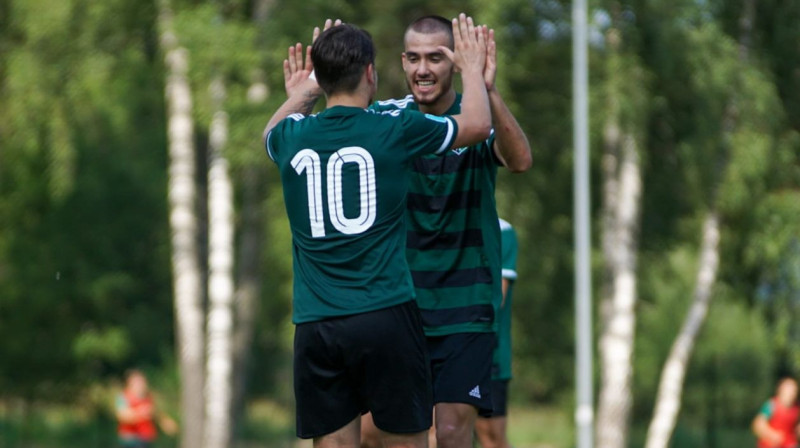 Ķekavas "Auda" futbolisti svin vārtu guvumu. Foto: FK Auda