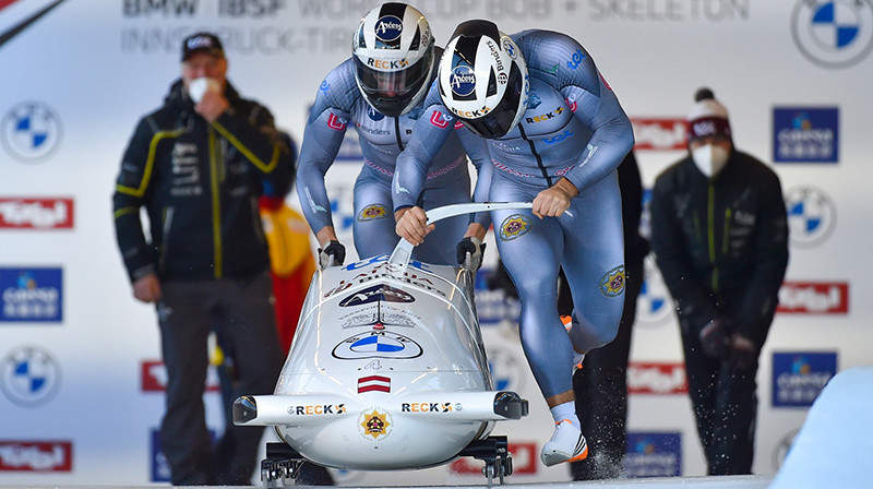 Oskara Ķibermaņa divnieks. Foto: Viesturs Lācis/bobslejs.lv