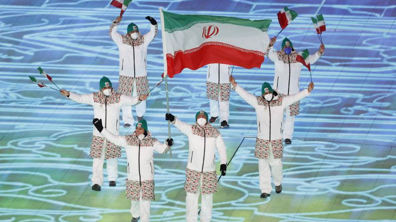 Irānas delegācija Pekinas olimpisko spēļu atklāšanas ceremonijā. Foto: Reuters/Scanpix