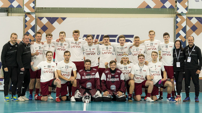 Latvijas vīriešu florbola izlase. Foto: IFF