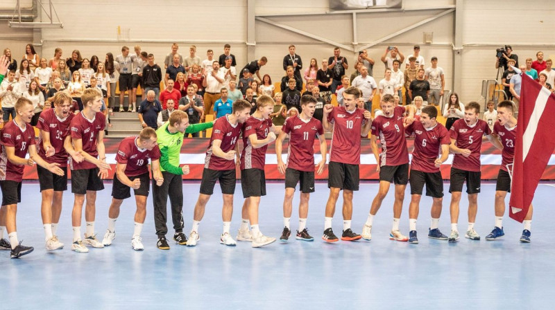 Latvijas U18 izlases handbolisti. Foto: Anatolijs Hazovs/handball.lv