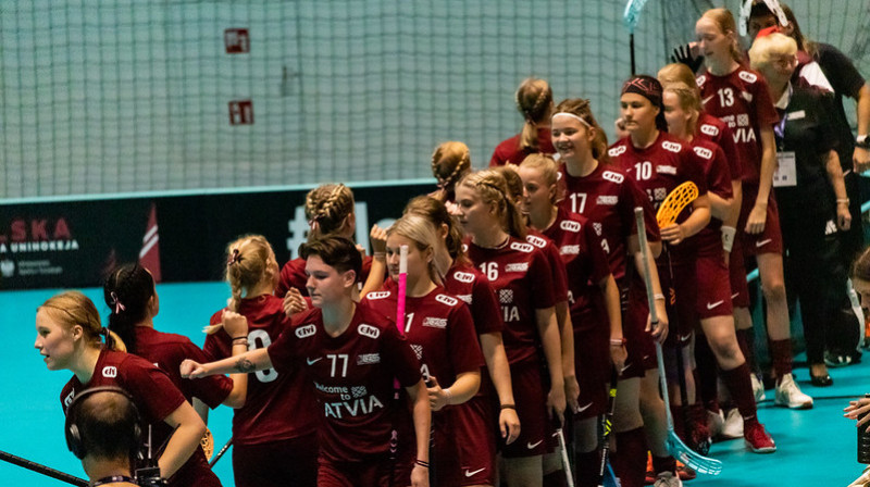 Latvijas U-19 izlase. Foto: IFF Floorball